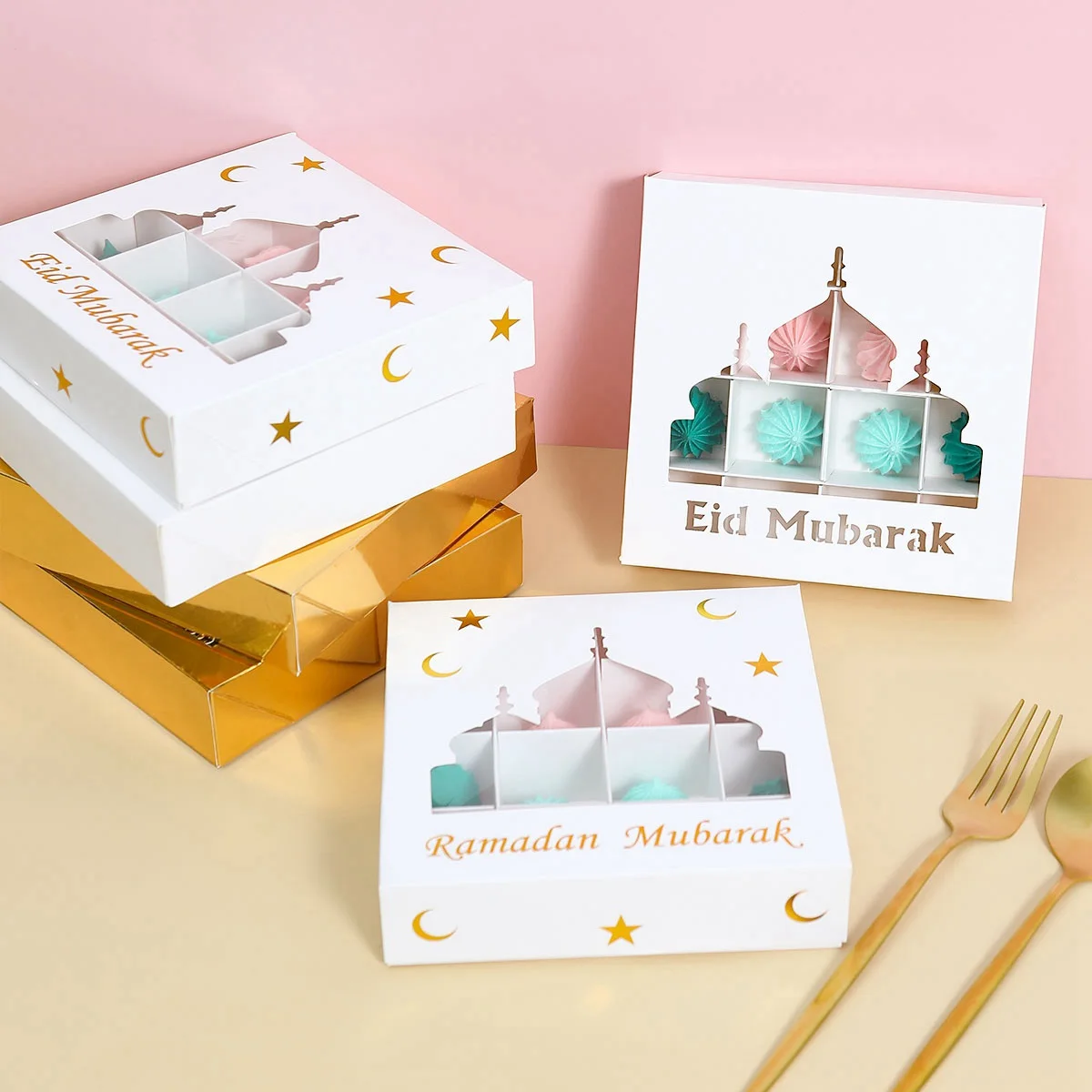 Eid Mubarak Gift Box Bag Cake Biscuit Candy Box Ramadan Decoration for Home 2025 Islamic Muslim Party Decor Ramadan Kareem Gifts