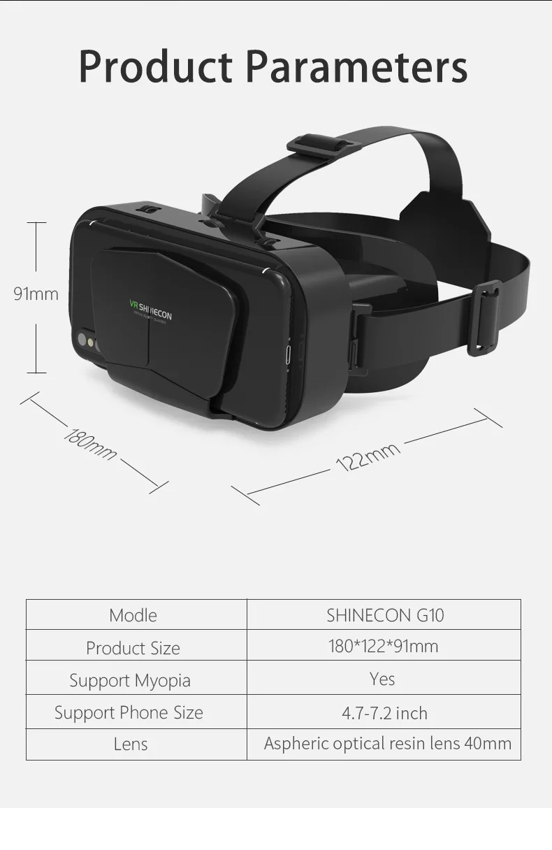3D-Virtual-Reality-VR-Brille für Telefon, mobile Smartphones, 7-Zoll-Headset, Helm, Spiel mit echter Viar-Brille, Objektive für Mobilgeräte – Detail 16