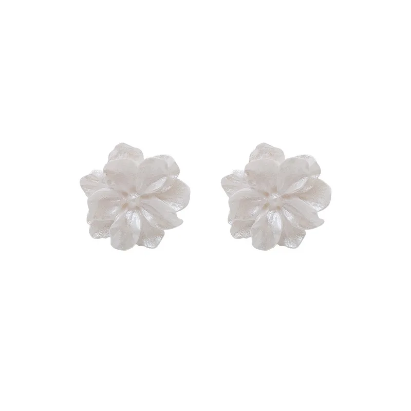 Lovely Big Purple White Color Flower Fake Earrings for Women Dazling Flower Ear Clips Bridal Wedding Party Jewelry Brincos Gift