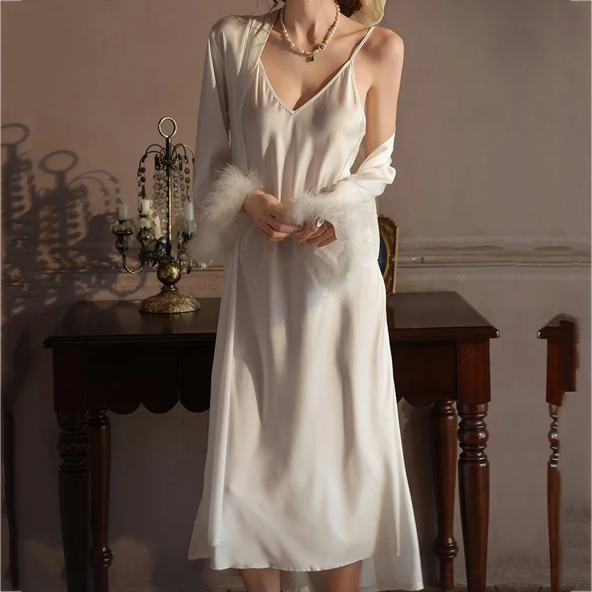 

Bride Bridesmaid Wedding Robe Nightgown Set Sexy Suspender Nightdress Lingerie Spring Summer Sleepwear Bathrobe Female Pajama