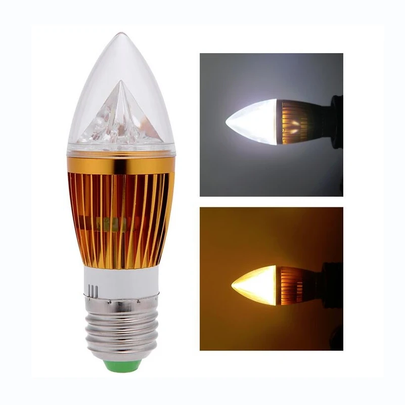 

led lamps lights 9W 12W 15W led candle light silver E14 E27 B22 cool/warm white dimmable AC85-265V chandelier bulbs