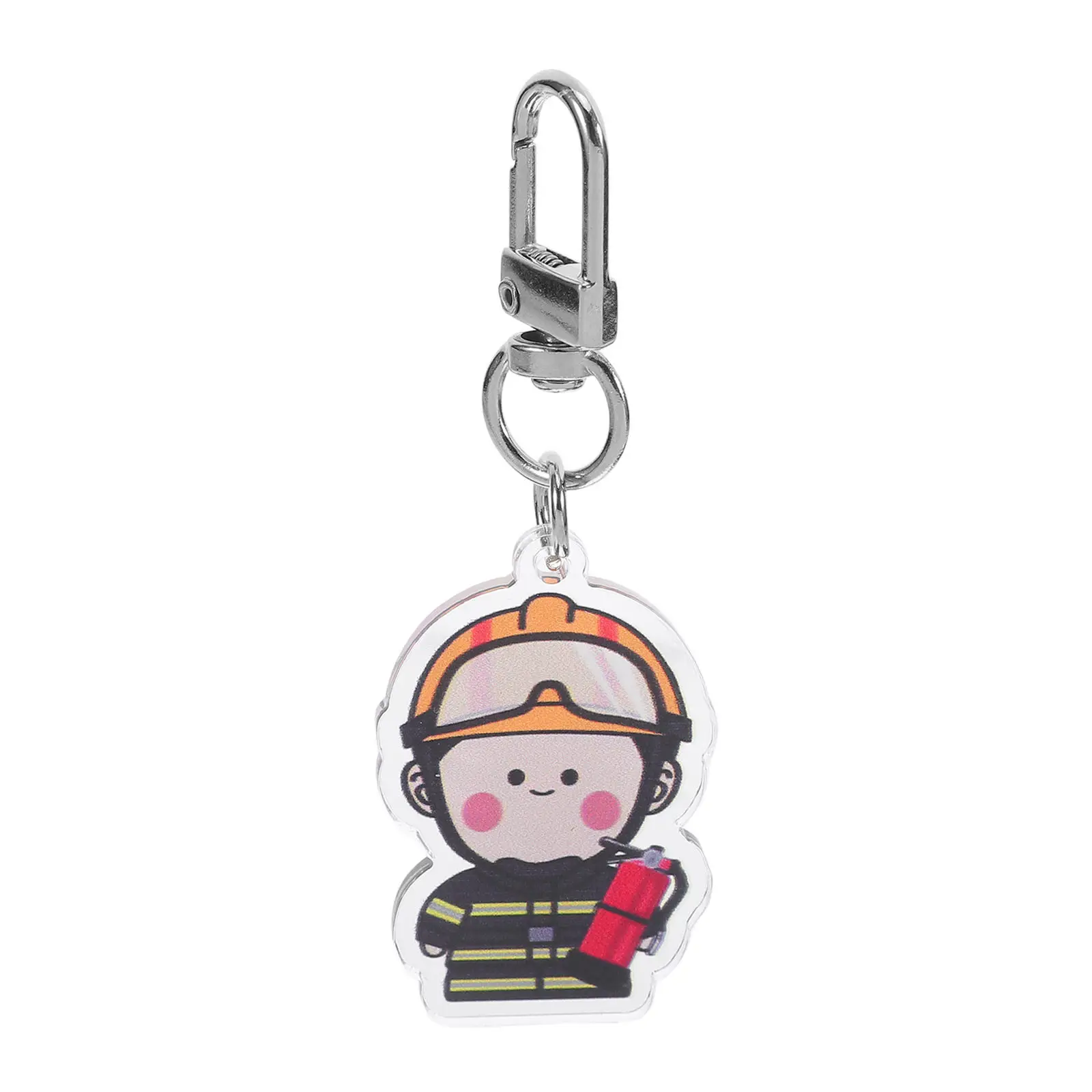 Firefighter Key Ring Acrylic Cartoon Fireman Keychain Backpack Charm Firefighter Party Favors Firemen Gift
