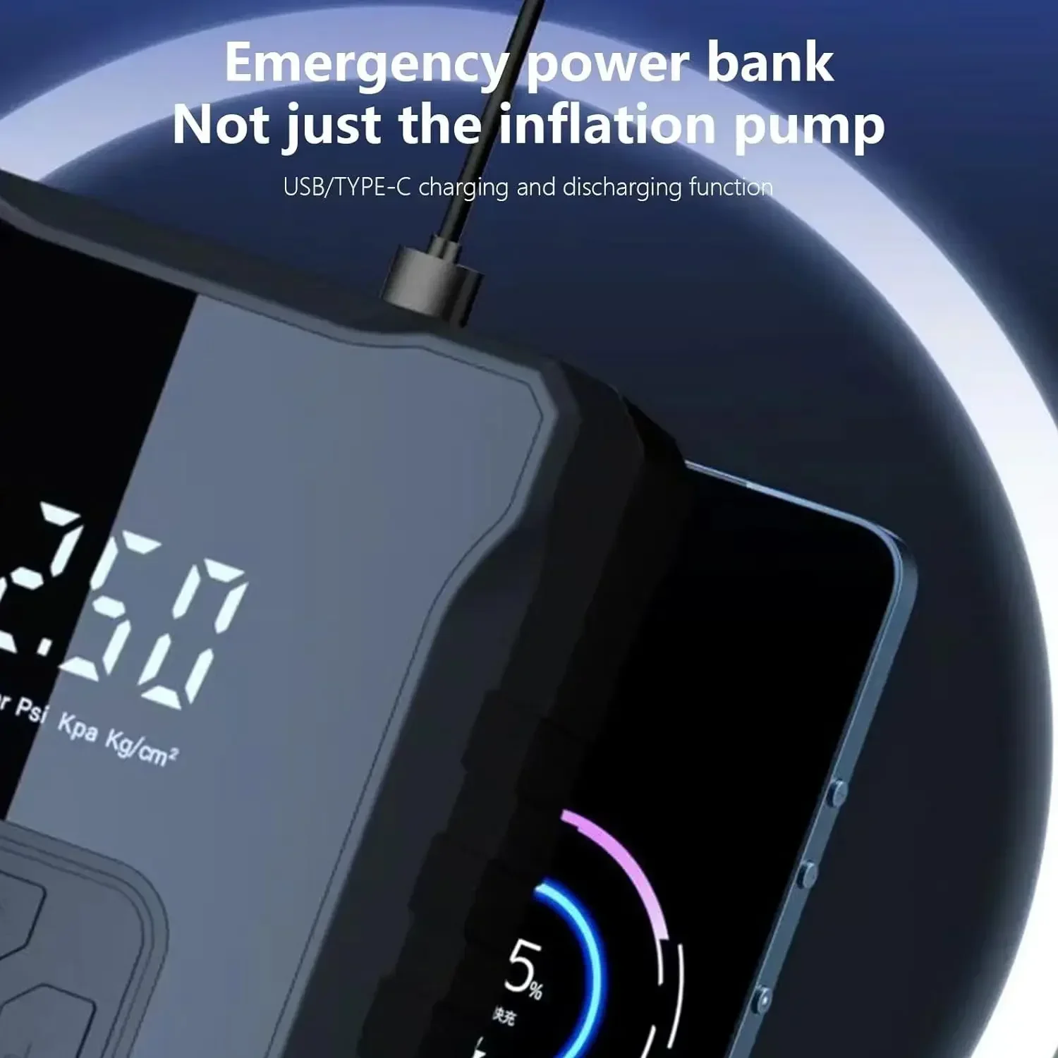 150PSI Electric Air Pump Digital Display Wireless Air Compressor Portable Quick Air Pump Tire Inflator Forr Motorcycle Car Tire