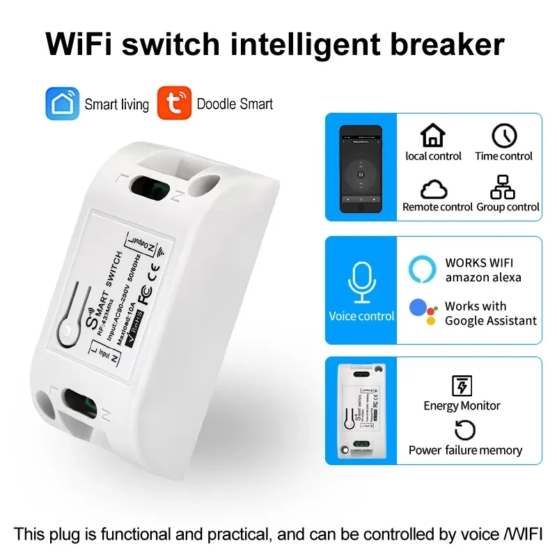 Tuya Smart Life App WiFi 433RF Fernbedienung Ein/Aus für Control Light Access Control Equipment