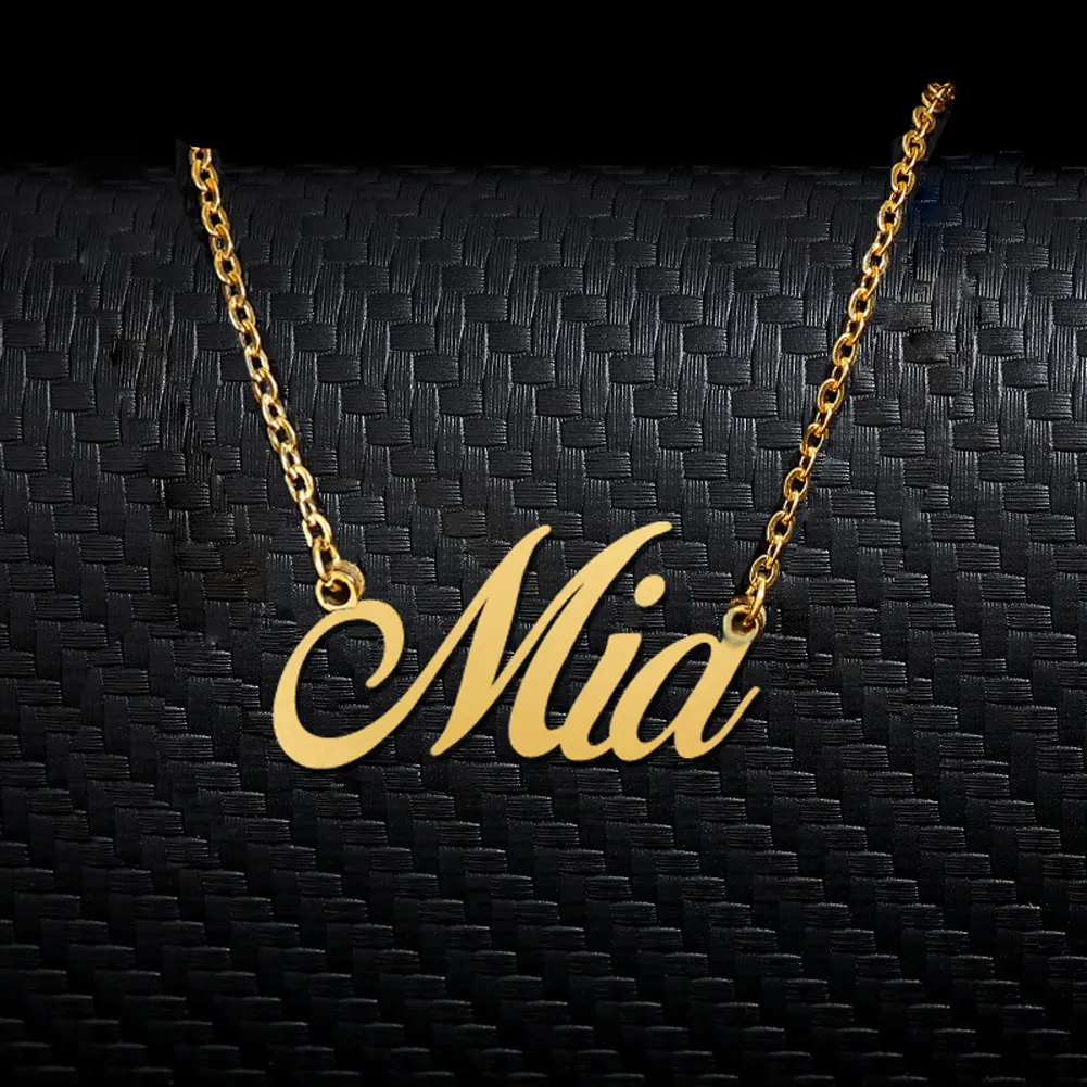 Mia Name Necklace Stainless Steel for Women Jewelry Nameplate Pendant Femme Mothers Girlfriend Gift (Not Customize)