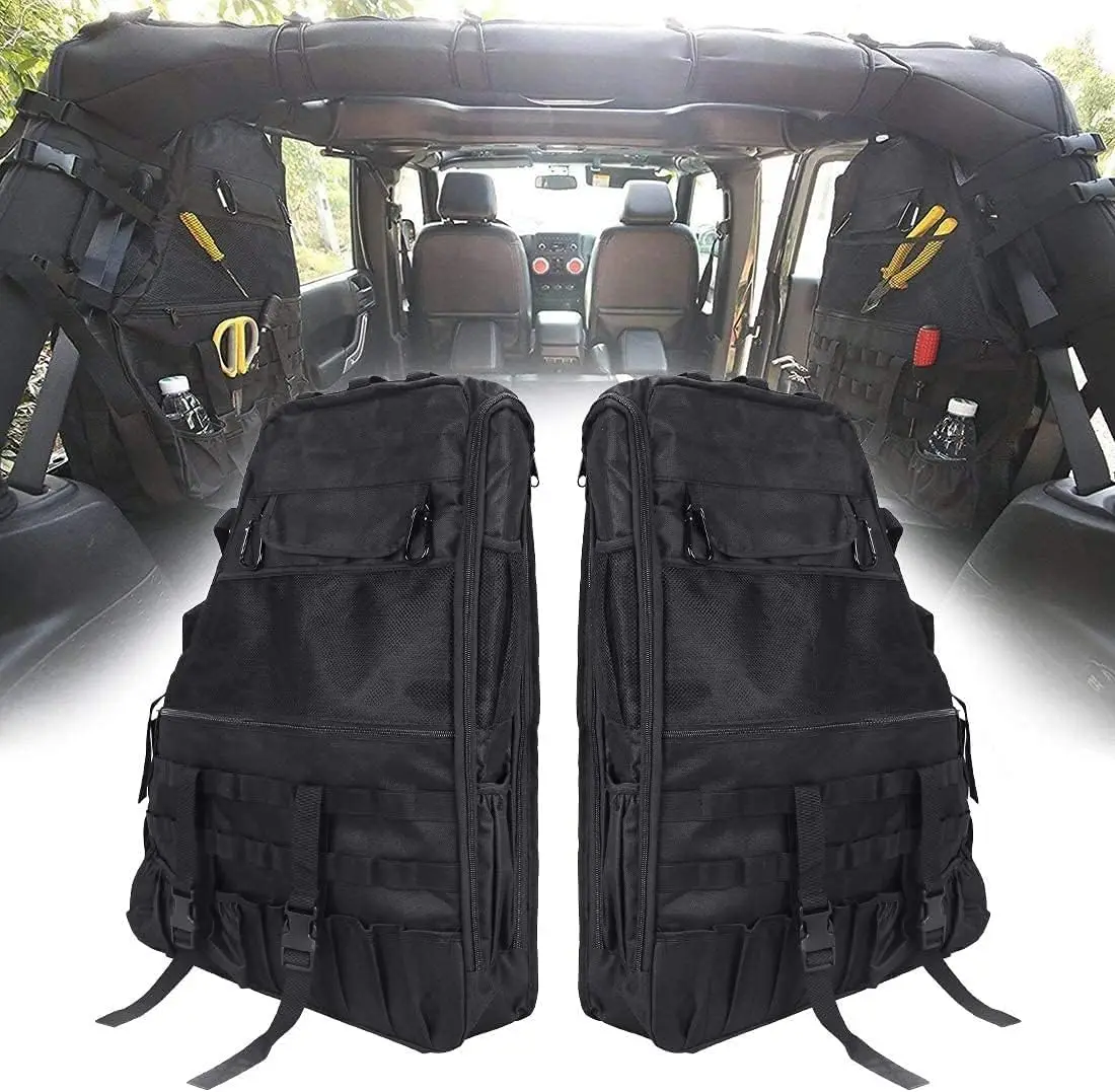 Roll Bar Storage Bag Cargo Cage fits for 1997-2024 Jeep Wrangler JK TJ LJ Unlimited JL 4-Door with Multi-Pockets Organizers