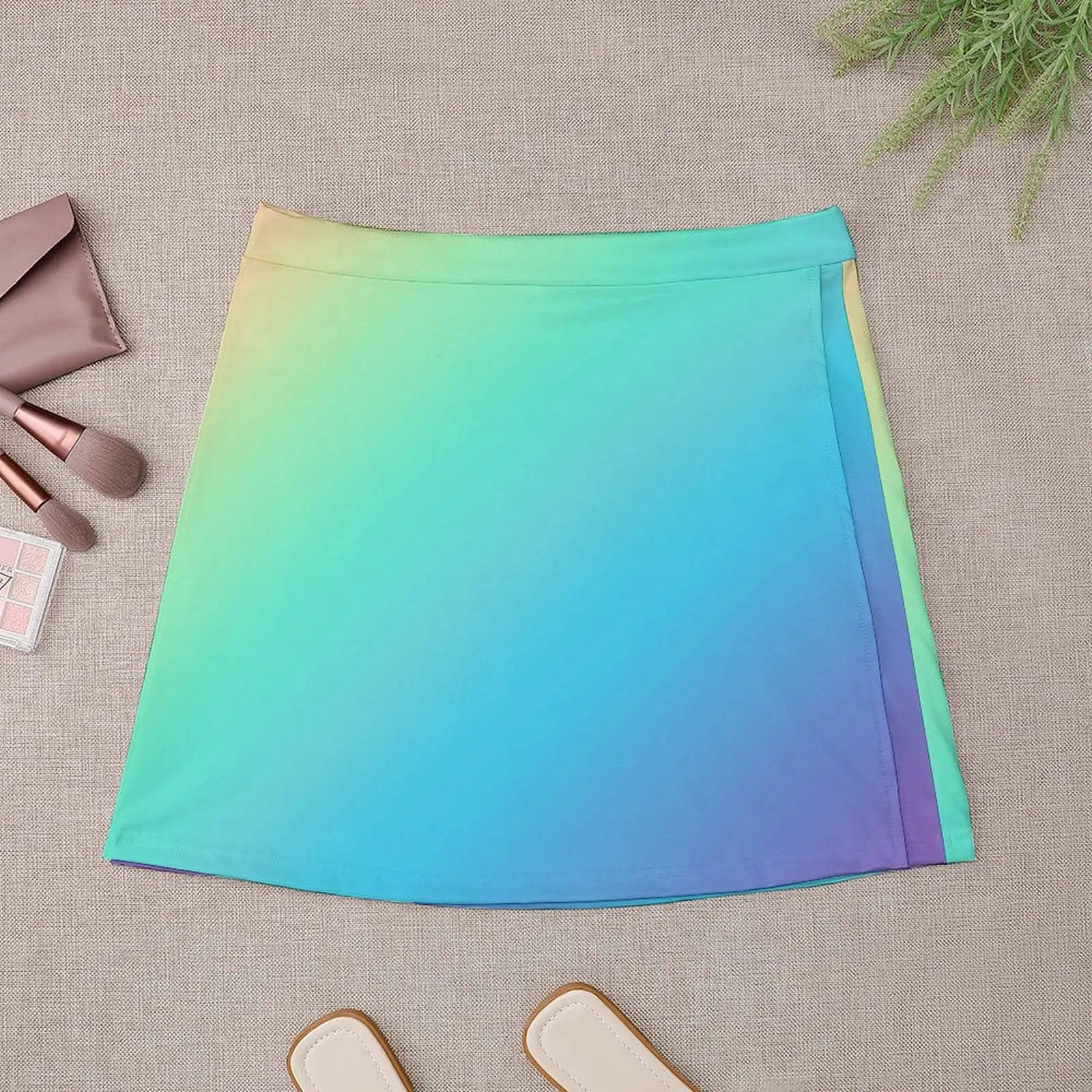 Pastel Rainbow Diagonal Ombre Mini Skirt kpop skirts for women 2025 Women's summer dress Mini Skirt