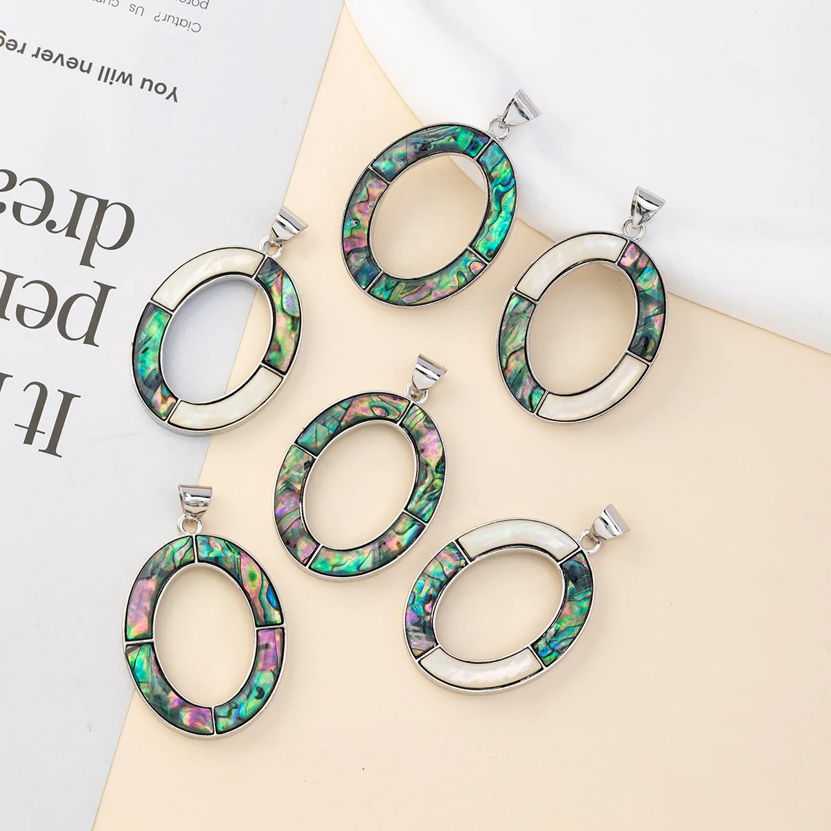 1PC Natural Shell Pendant Oval Shape Natural Abalone Shell Pendant Charms for Making DIY Jewerly Necklace Bracelet 45x36mm