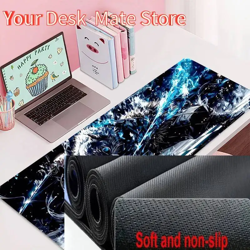 

Коврик для мыши New Demon Slayer Hashibira Inosuke, большой коврик для мыши, коврики для мыши, игровой офисный мягкий противоскользящий коврик для мыши для настольного ПК HD в стиле аниме