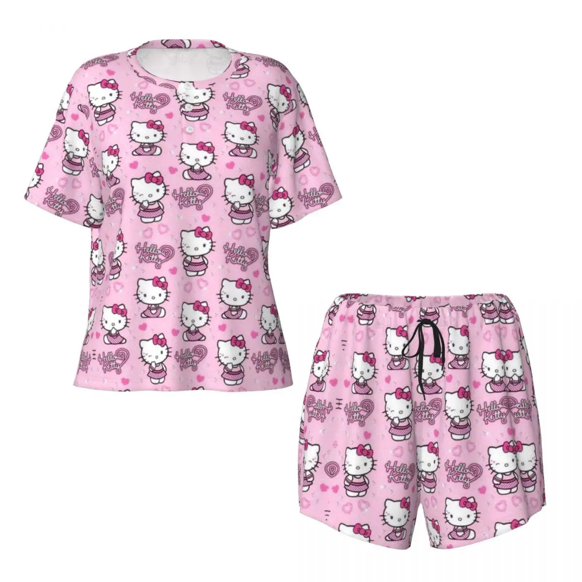 Hello Kitty New Summer Plus Size 4XL Pajamas Set for Women Nightwear