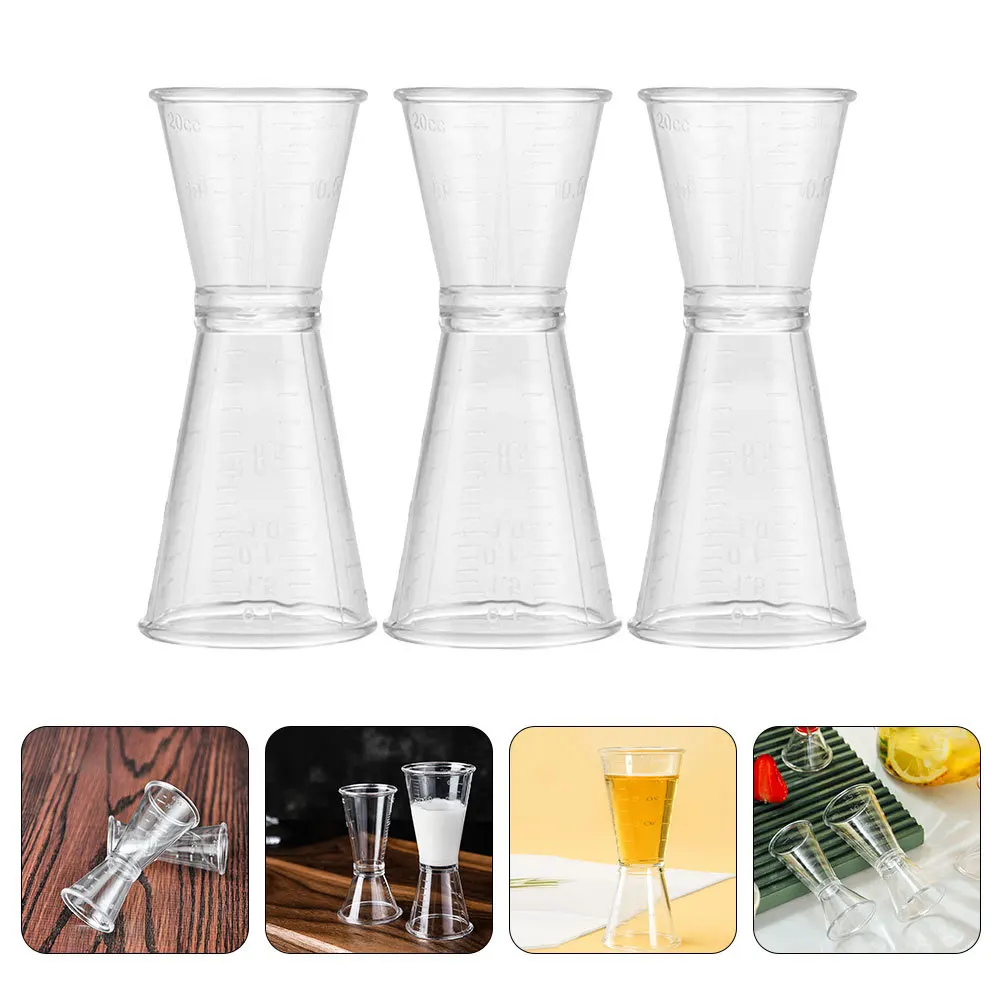 

3Pcs Plastic Double Sided Jigger Cocktail Measuring Cup Bartender Bar Supplies Precise Drink Measuring Device Liquid Dry Use
