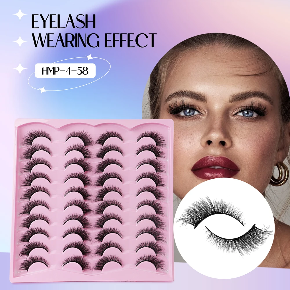 Vipuda 20Pairs Natural False Eyelashes Cat Eye Lashes Fluffy Fake eyelashes Soft Full Thick Wispy Eyelash Dramatic Makeup Lash