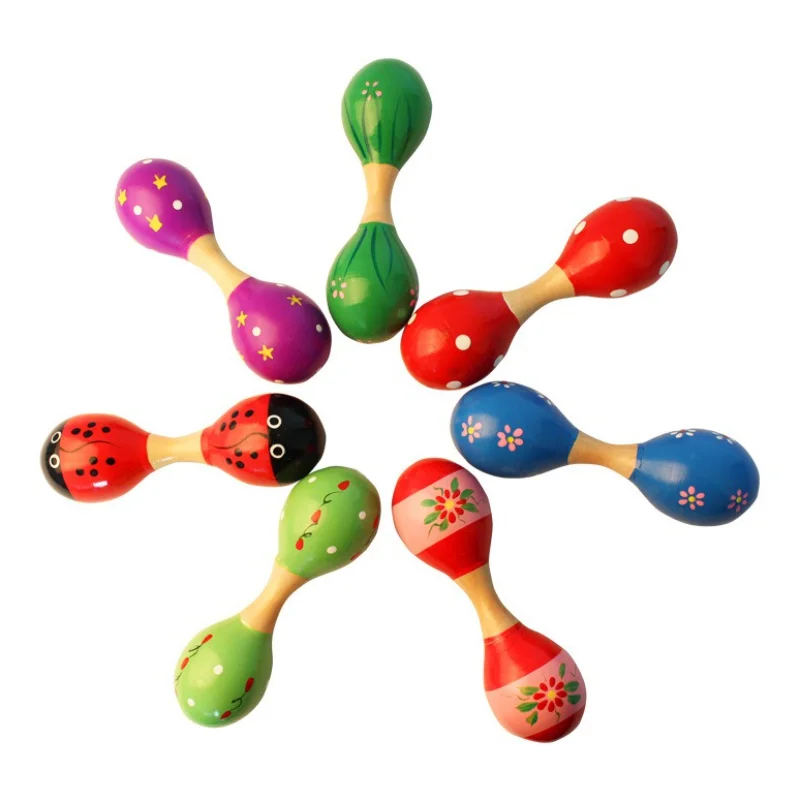 1 pçs colorido de madeira maraca chocalhos areia martelo criança instrumento musical chocalho shaker festa crianças shaker brinquedo presente aleatório