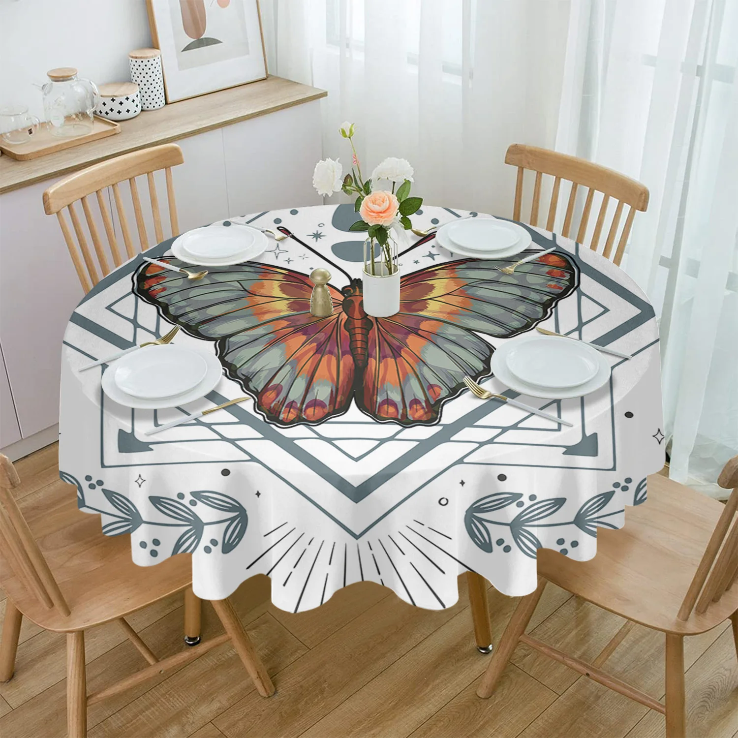 Butterfly Star Diamond Leaf Waterproof Rectangular Tablecloth Dining Table Coffee Table Cover Outdoor Picnic Cloth