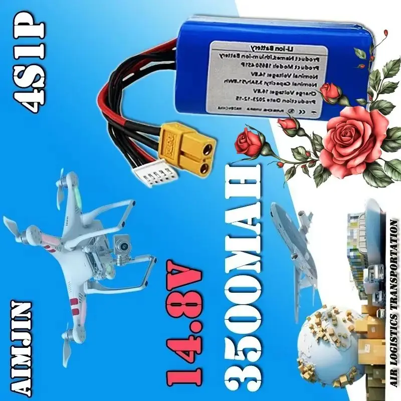 

4S1P 14.8V 3500mAh LI-ION Battery 18650 For GA Battery Pack Model Airplane With XH2.54-5P XT60 Connector