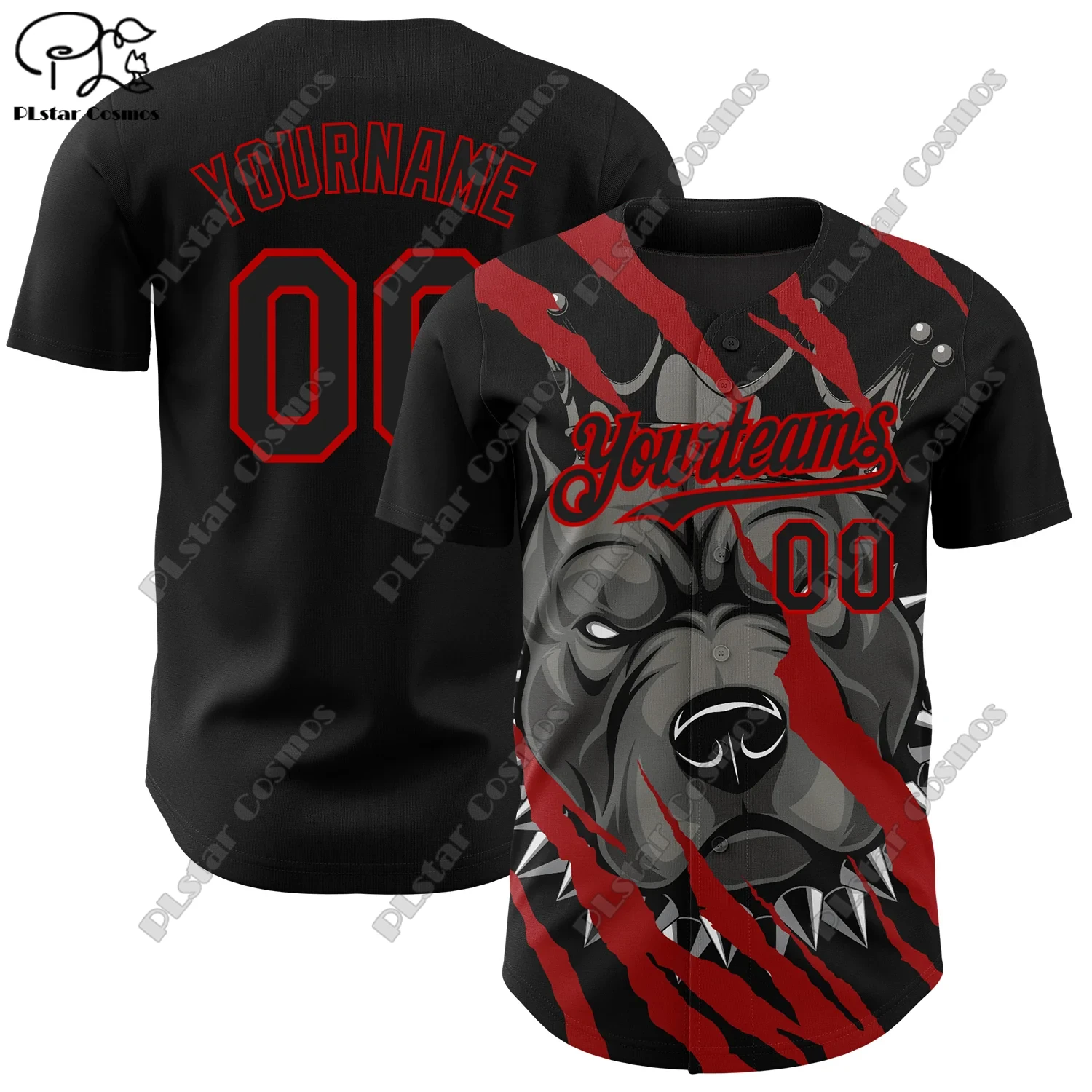 PLSTAR COSMOS Customized Name 3D Printed Design Tiger Wolf Bear Lion Pattern Authentic Baseball Jersey