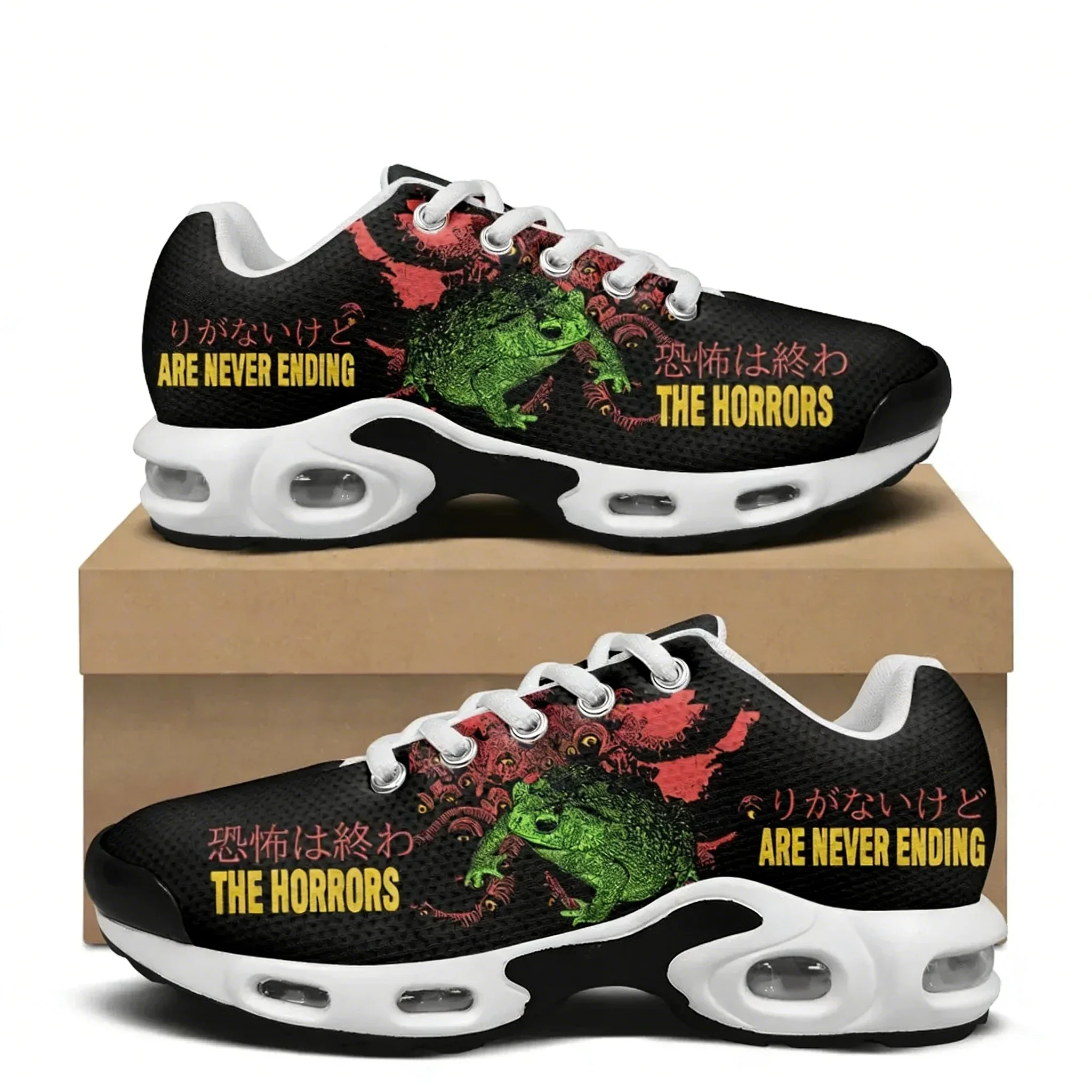 The Horrors Are Never Ending Yet I Remain Silly Japanese Style Frog Air Cushion Sneakers Men Women Hiking Running Climbing Shoe