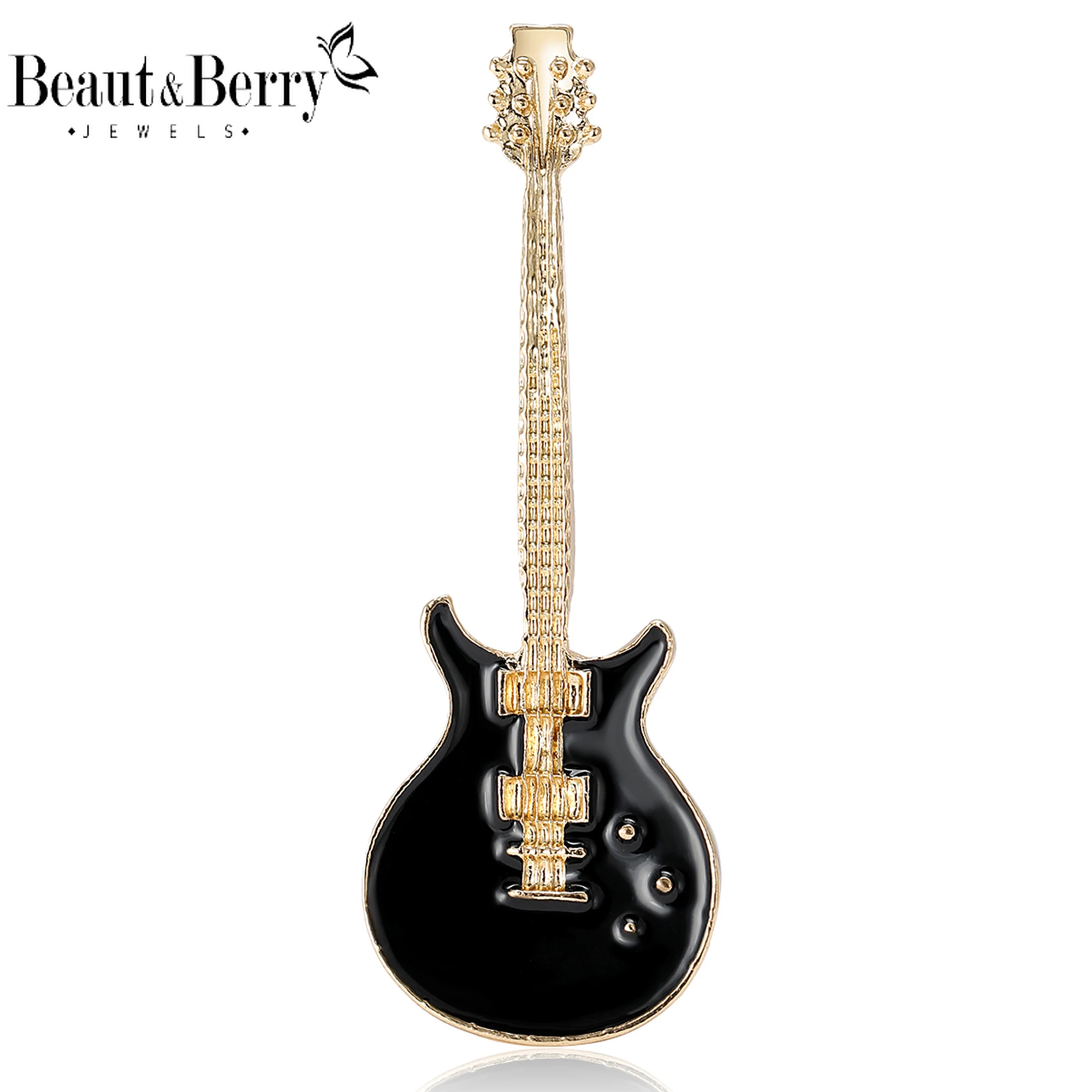 

Beaut&Berry Luxury Enamel Guitar Brooches for Women Unisex Music Instrument Pins Casual Party Accessories New Year Gifts Friends