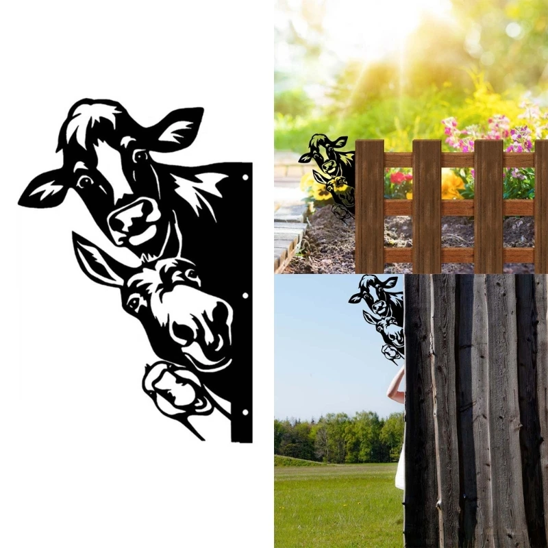 

Farm Peeping Cow Silhouette Metal Garden Statue Decoration Yard Stakes Bird Garden Lawn Outdoor Decoration