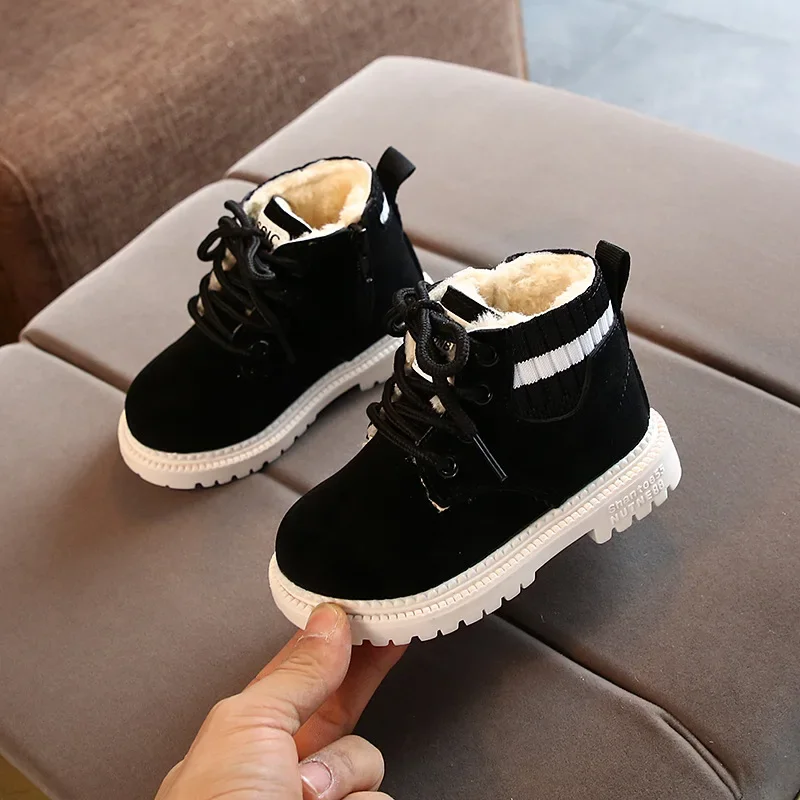 Children\'s Ankle Boots for Little Kids Toddlers Snow Boots Vintage Warm Cotton Short Boots Boys Girls Fashion Winter shoes Zip