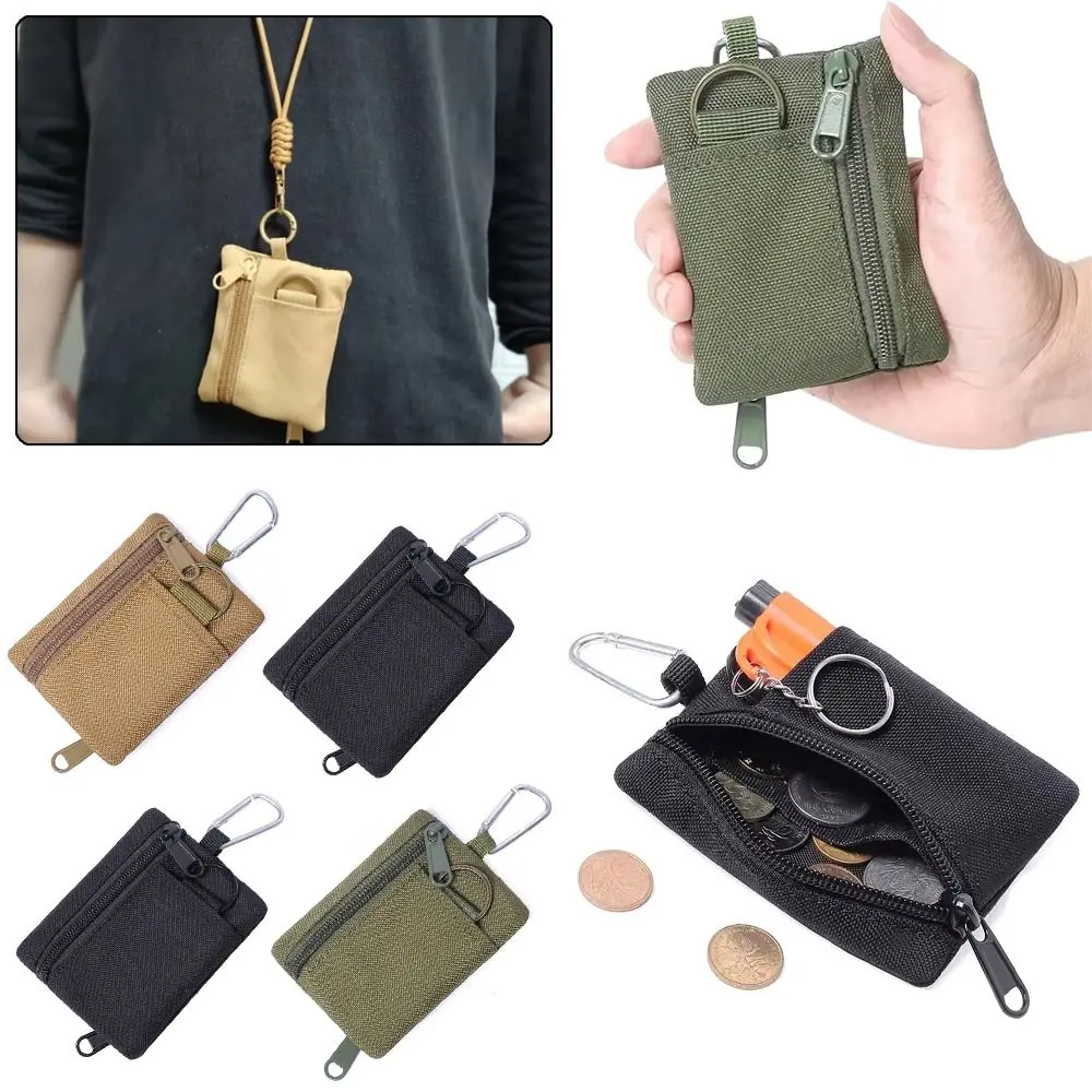 カジュアルミニコインケース防水ジッパー収納バッグナイロンストラップ付きオックスフォード布カードホルダー