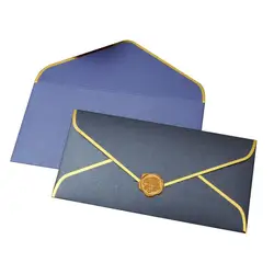 10Pcs Golden Border Envelope Vintage Luxury Office Check Letter Mailing Greeting Graduation Wedding Invitation Envelope Kit