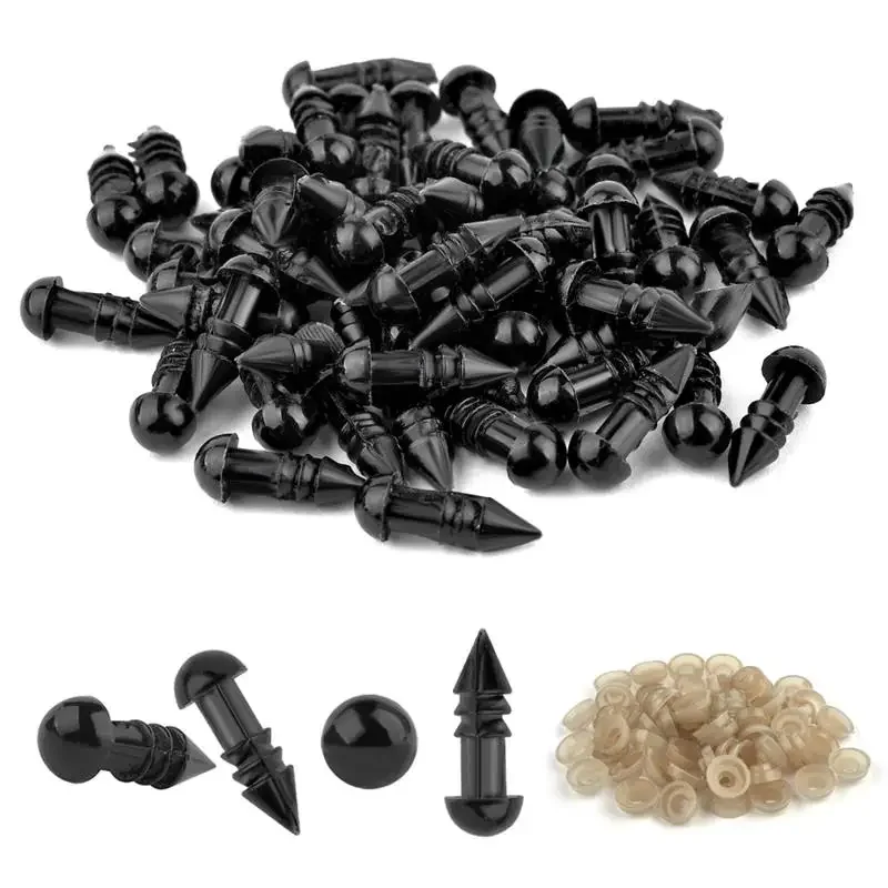 50/100 sztuk 5-18mm czarne plastikowe oczy ochronne gałka oczna akcesoria dla lalek dla zabawek Amigurumi Diy Kit rzemiosło oczy lalka zwierzęca wystrój