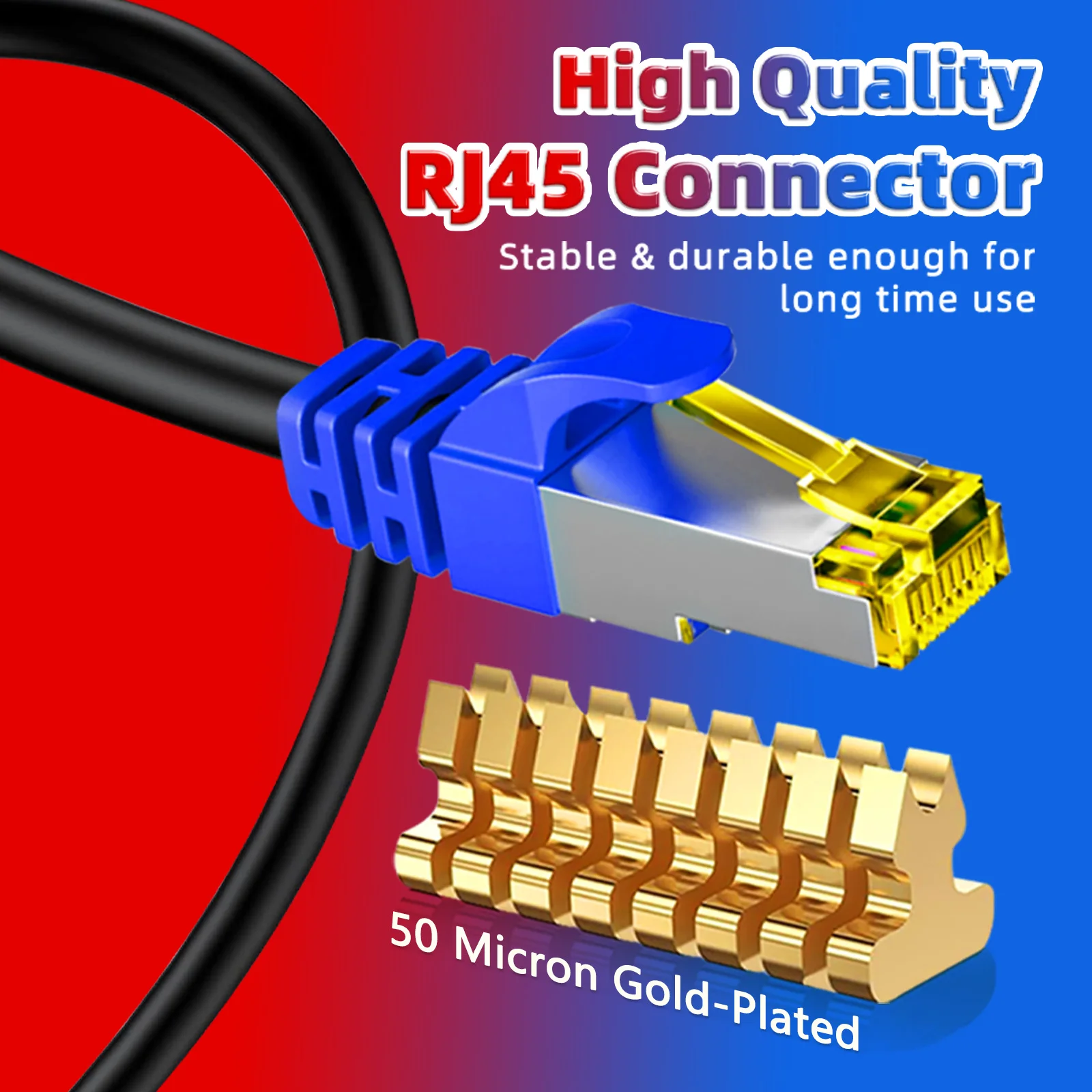 Cat8 Ethernet Cable 5M/10M/20M 26AWG Shielded SFTP LAN Cable Gold-Plated RJ45 for Router PS5 Xbox - Internet Cord for High-Speed view 3