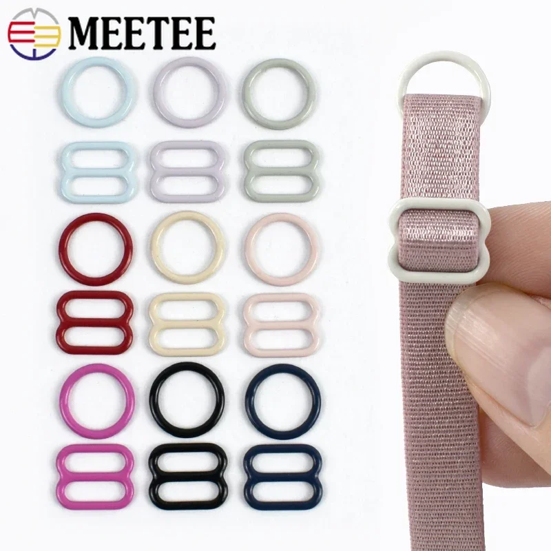 

50/100Pcs Meetee 10mm Bra Shoulder Strap Adjust Buckle O Ring Buckles Underwear Slider Rings Carabiner Clips Sewing Accessories