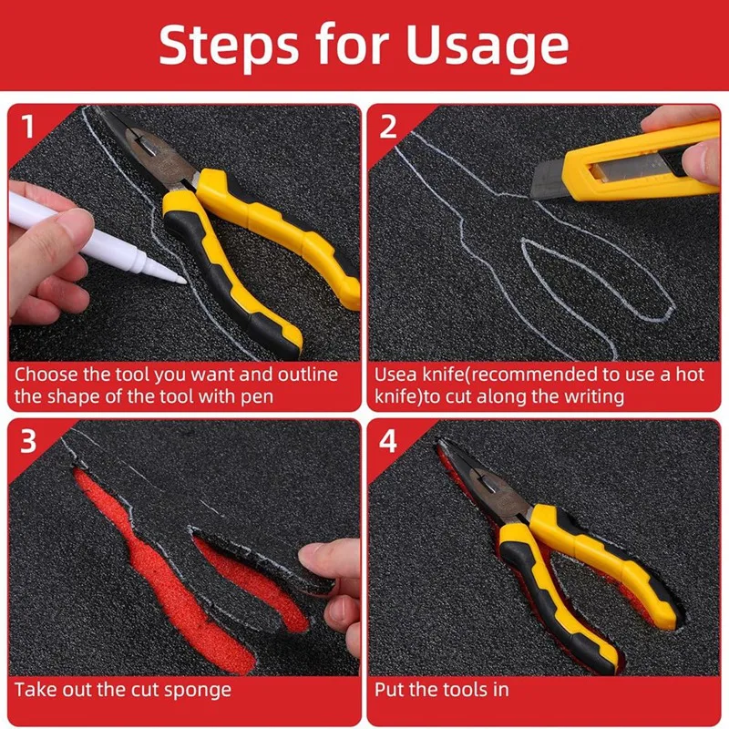 

8Pack Tool Box Foam,15.7 X 9.8 X 0.8 Inch Foam Inserts for Cases, Polyethylene Storage Sheets for Toolbox Hard Case,Tool-A27R