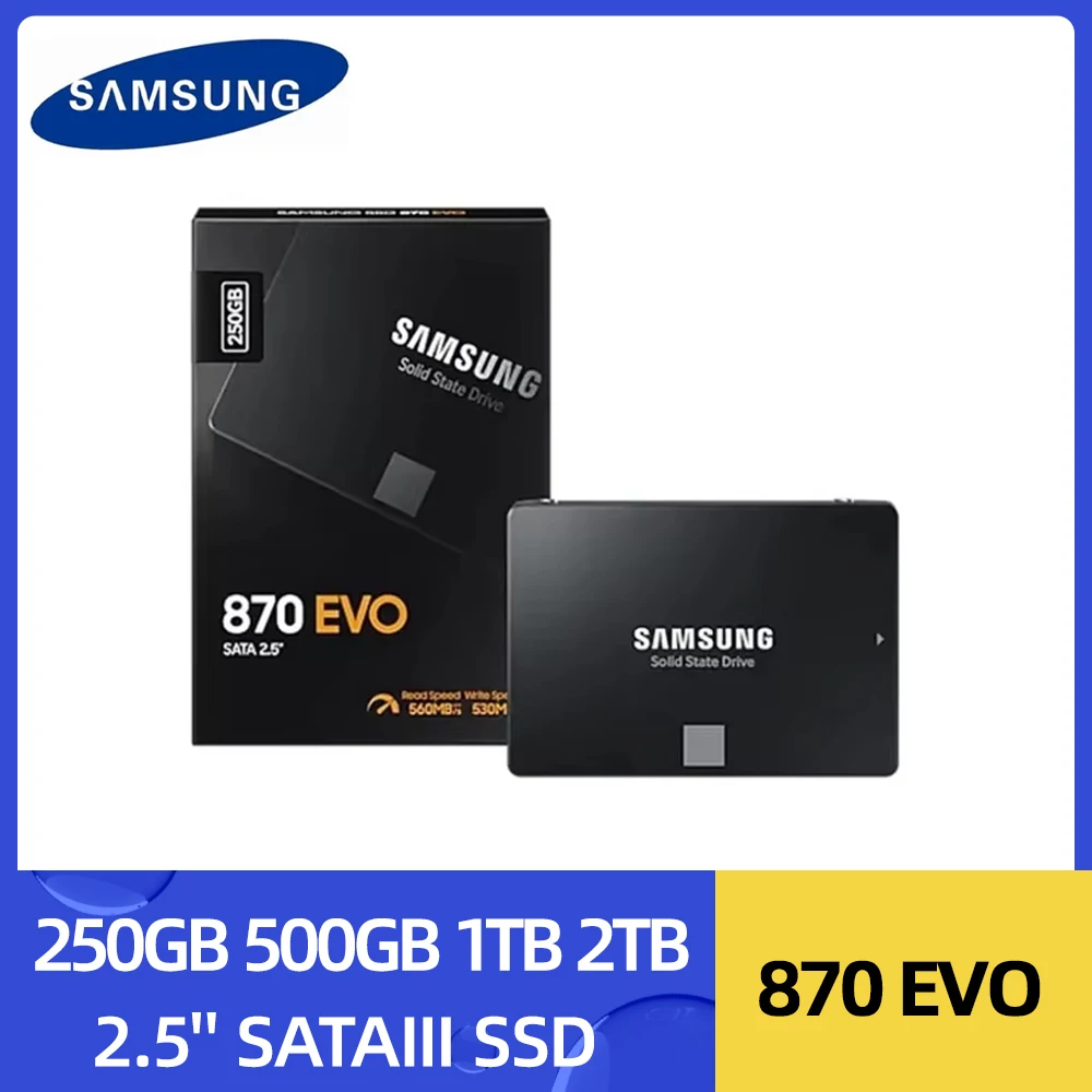 

SAMSUNG 870 Evo 2.5'' SATAIII SSD 250GB 500GB 1TB 2TB Internal Solid State Drive Storage Disk for Laptop or PC