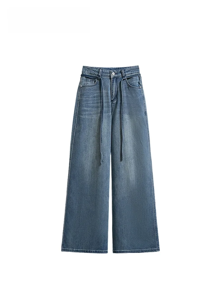 

High Waist Straight Leg Denim Jeans Women's plus Size Spring New Sle Retro Slimming Loose Trousers Casual Fit Cotton