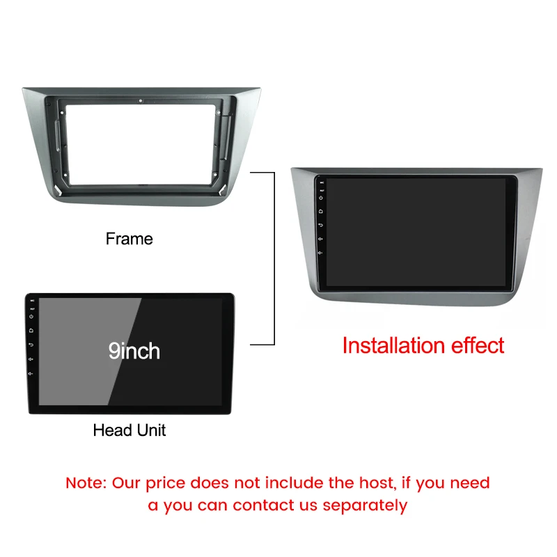 Kit telaio radio multimediale Cruscotto da 9 pollici Cavo monoframe Pannello Canbus Cornice radio Set completo per Seat Altea 2004-2015