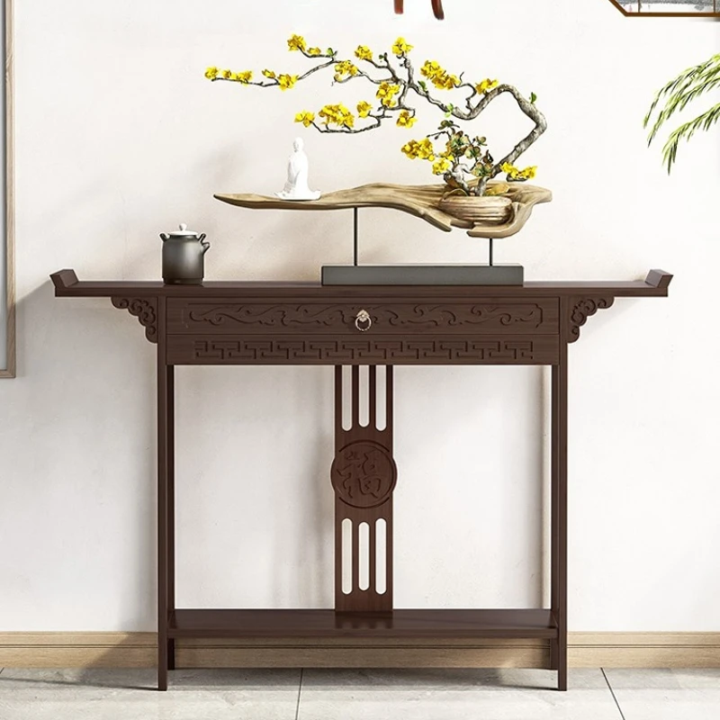 Offering table, incense table, Buddha table, household ultra-narrow tribute table, solid wood, new Chinese style