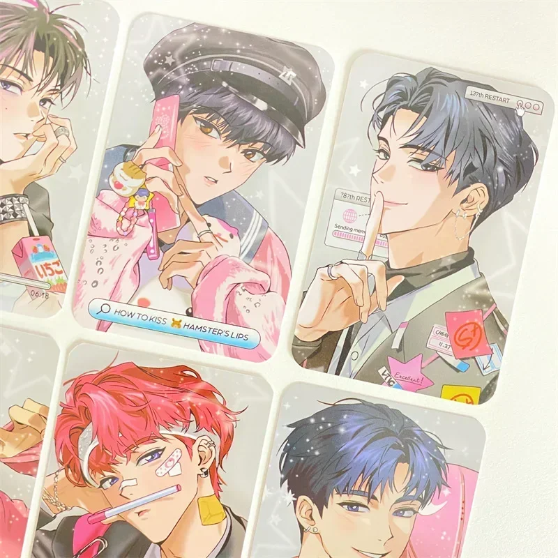 8pcs A Set Korean Comic Style Self-made Fan Photo Card Ins Star Chasing 3 Inch Idol Photo Card