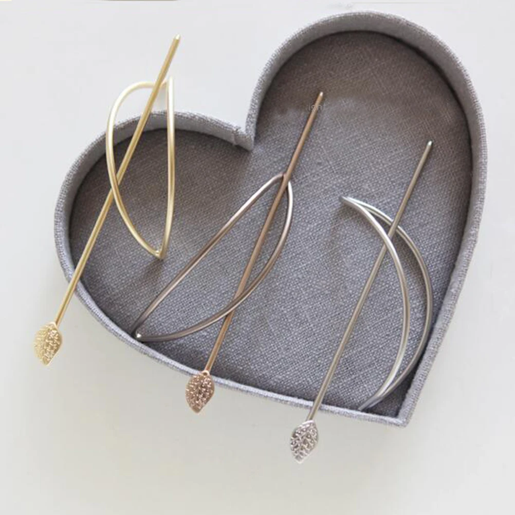 

3pcs Hollow Out Oval Hair Sticks Metal Hair Accessories For Women Girls Wedding Party Use Golden Silver