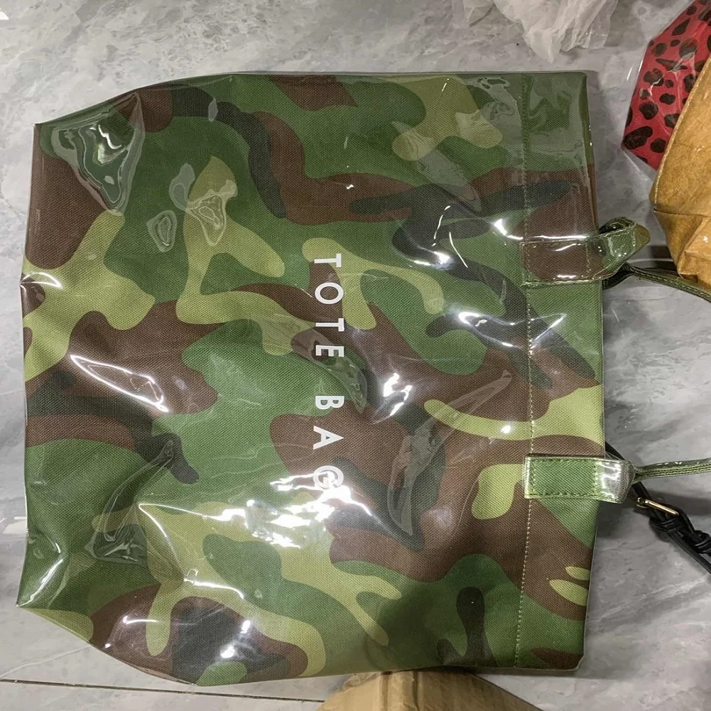 PVC Canvas Printed Tote Handbag Large Capacity Trendy Tote Bag Vintage Shoulder Bag Travel Shopping Commute Bag