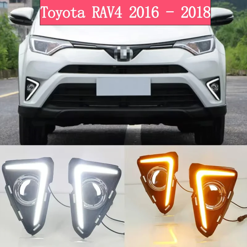 

2 шт. для Toyota RAV4 2016 2017 2018 автомобильные светодиодные DRL дневные ходовые огни с поворотным сигналом противотуманные фары авто фары аксессуары для ламп