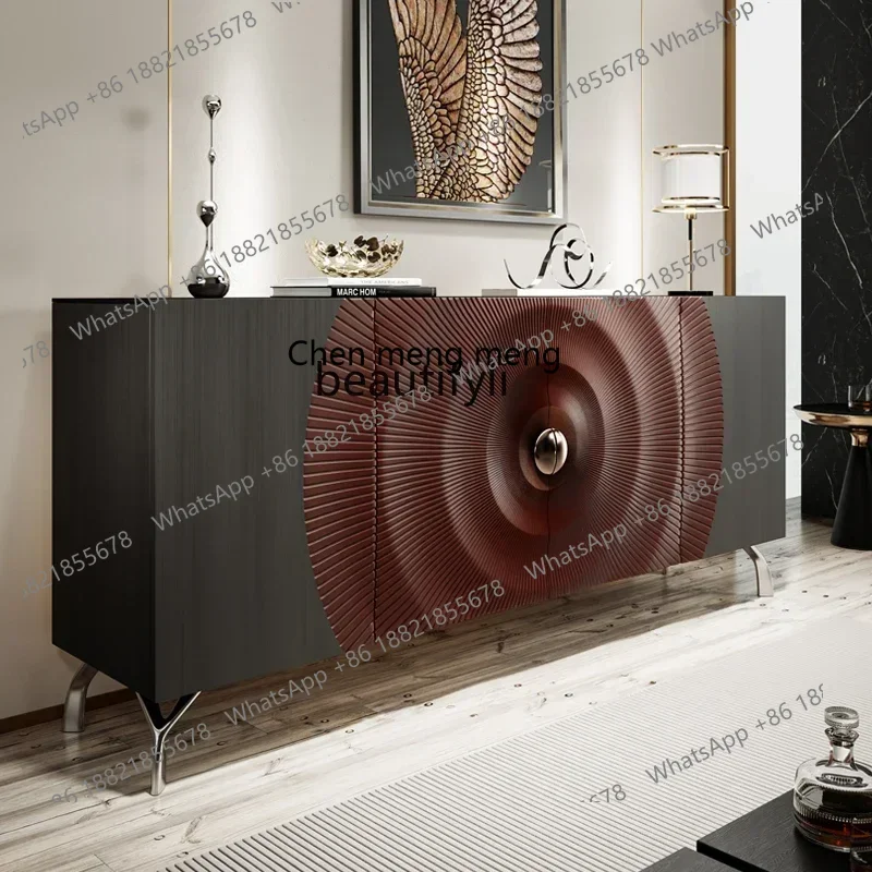 zq1 خزانة جانبية لتناول الطعام من الخشب الصلب الإيطالي مصممة لمدخل الفيلا الراقية خزانة كلاسيكية مزخرفة #3