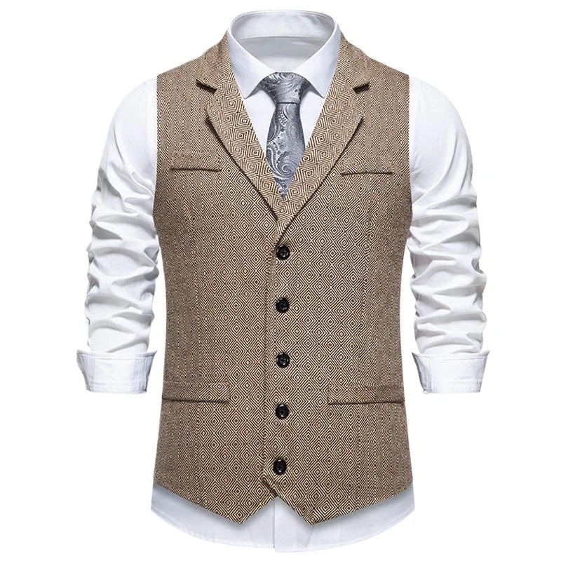 

Vintage Herringbone Vest for Men Waistcoat 2025 High Quality Westen Herren Men Elegant Formal Dress Suits Vest Sleeveless Jacket