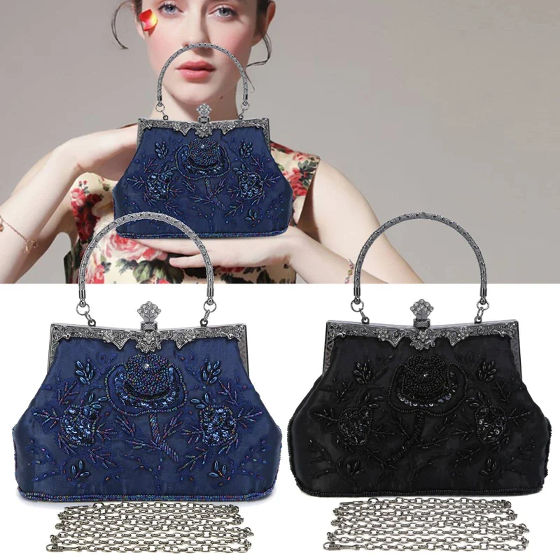

Bead Embroidery Women Evening Bag Diamonds Shell Lady Small Day Clutches Party Dinner Bag Wedding Bridal Pearl Handbags Purse