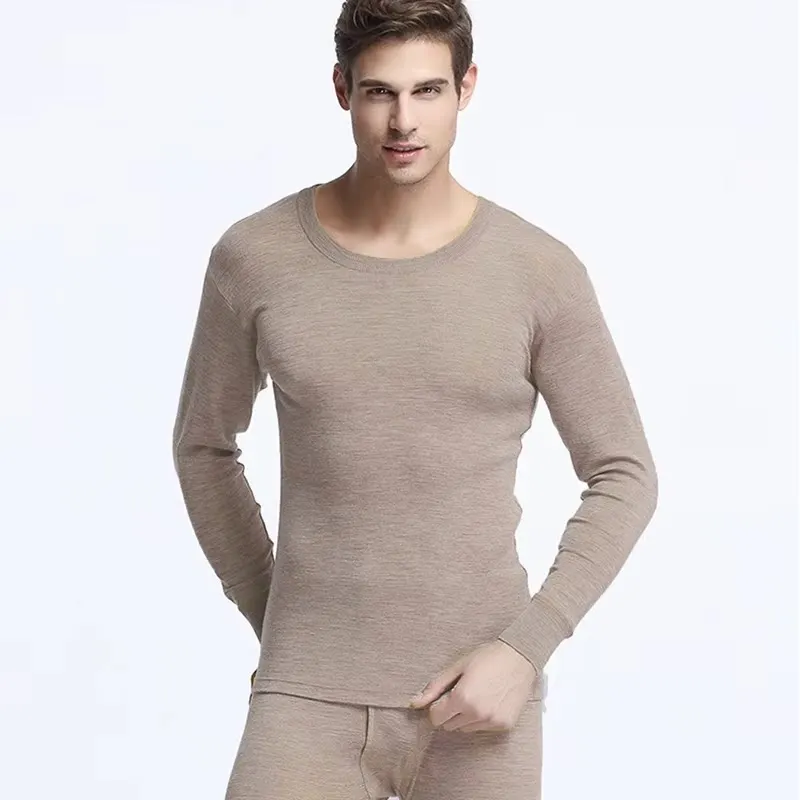 Men's Thermal Underwear Set 100% Merino Wool Breathable Tops And Pants 200GSM Weight Winter Undergarments for Warmth And Comfort