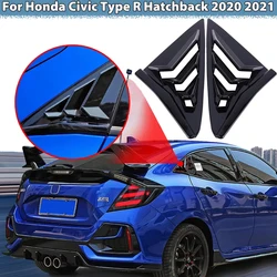 2X Rear Side Window Louvers For Honda Civic Type R Hatchback 2020 2021 ABS Air Vent Scoop Shutter Shades Cover Trim Accessories