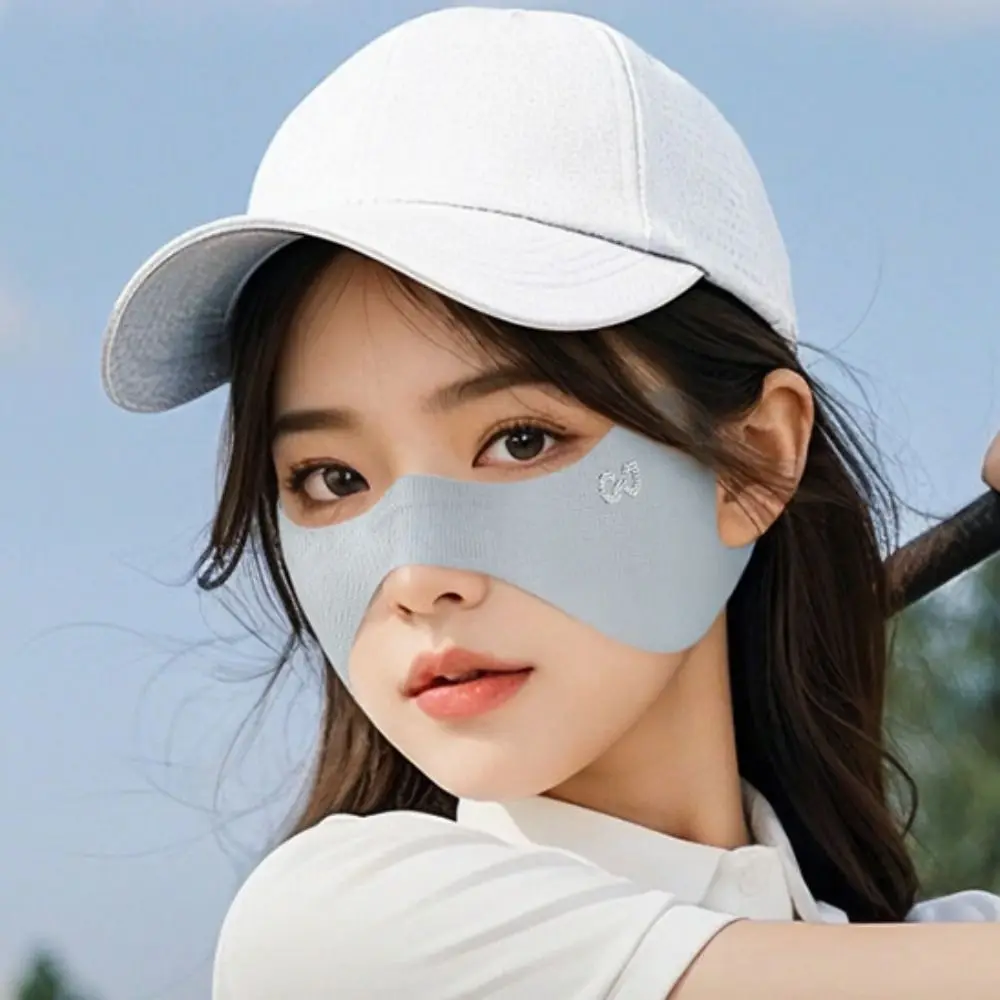 통기성 탄력 아이스 실크 마스크 자외선 차단 선스크린 베일 골프 페이스 마스크 단색 얇은 선스크린 아이 패치 야외용