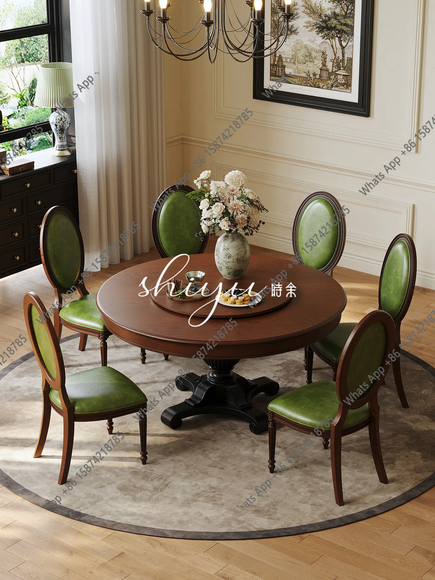 

Mn Medieval Solid Wood Dining Table French Round Eating Table Size Apartment French Nanyang Retro
