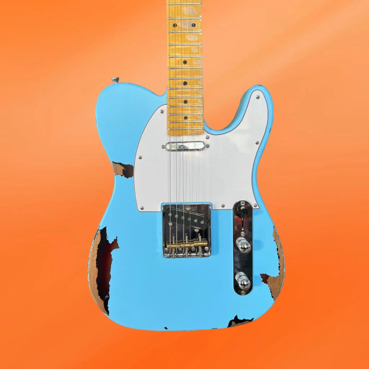 جيتار جديد رائع لعام 2026 لوحة أصابع من خشب القيقب باللون الأزرق السماوي الديناميكي الممتاز بلوز روك بلوز جاز بوب