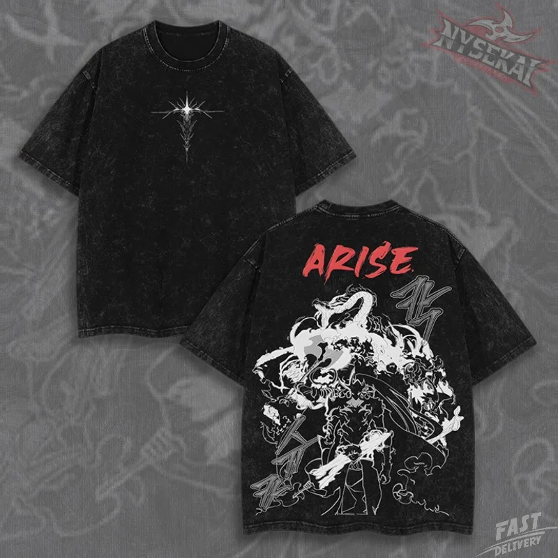 

Sung Jinwoo Shadow Monarch Arise Vintage Wash Heavyweight Graphic Tee Pump Cover
