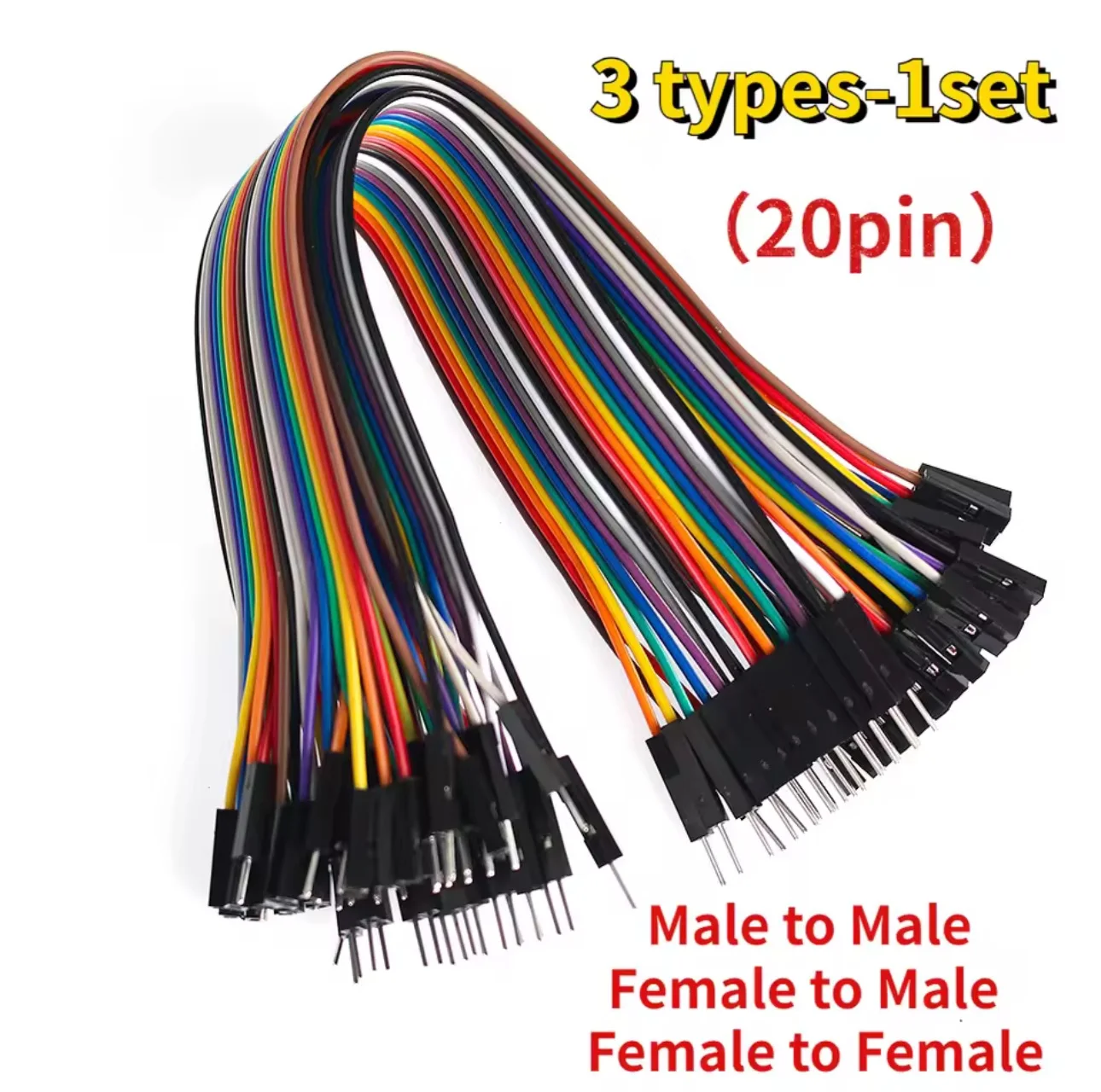 20Pin 20cm Jumper Wire Dupont Line Male To Male+Female To Male + Female To Female Dupont Cable, for Arduino DIY Electronics Kit