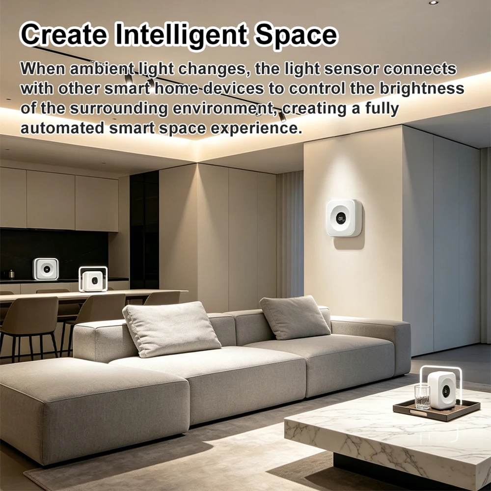 Tuya  WiFi Illuminance Lux Sensor  High‑Precision Light Brightness Luminance Detector Work with Smart Life Alexa Google Home