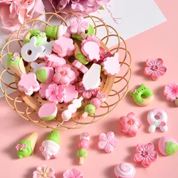 10/20Pcs Sweet Flowers Flat Back Resin Kawaii Imitation Food Biscuit Candy Patch Hairpin Jewelry Make Material Art Plane Decal